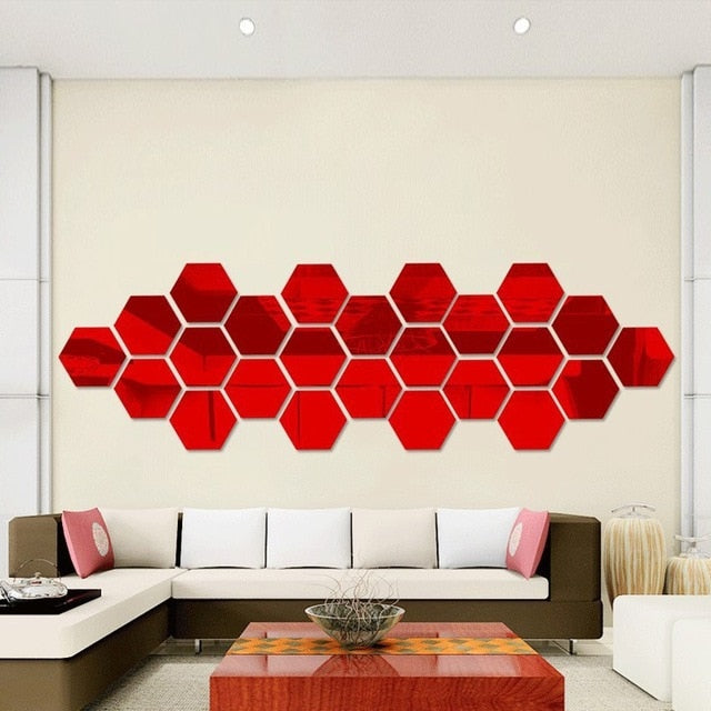 Hexagonal 3D Personality Decorative Mirror