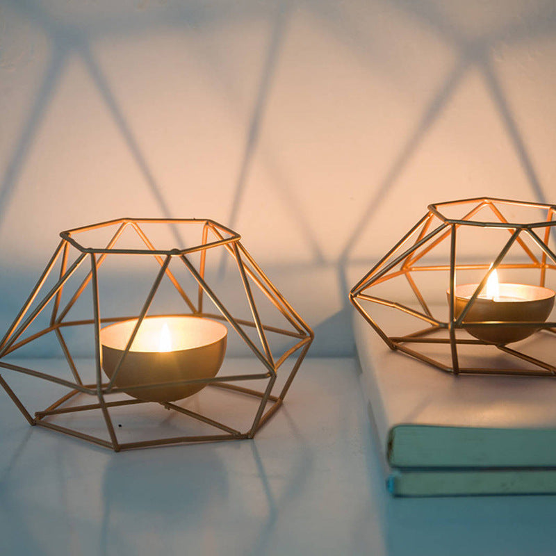 Geometric Iron Candlestick Wall Candle Holder