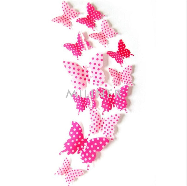 12pcs PVC 3D Cute Butterfly Wall Decor