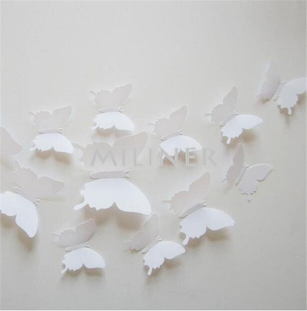 12pcs PVC 3D Cute Butterfly Wall Decor