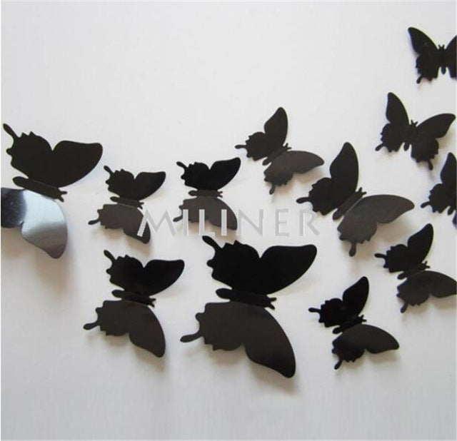 12pcs PVC 3D Cute Butterfly Wall Decor
