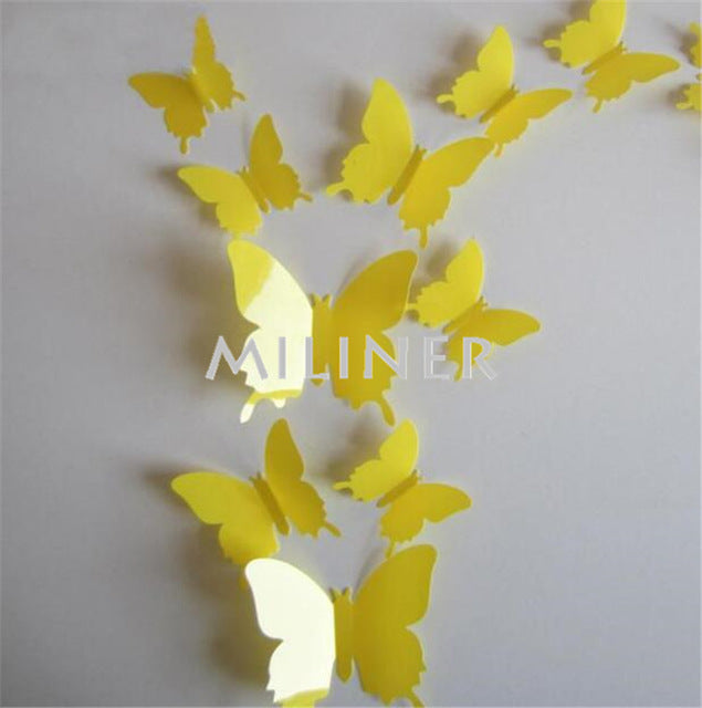 12pcs PVC 3D Cute Butterfly Wall Decor