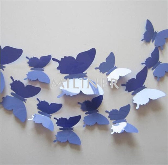 12pcs PVC 3D Cute Butterfly Wall Decor