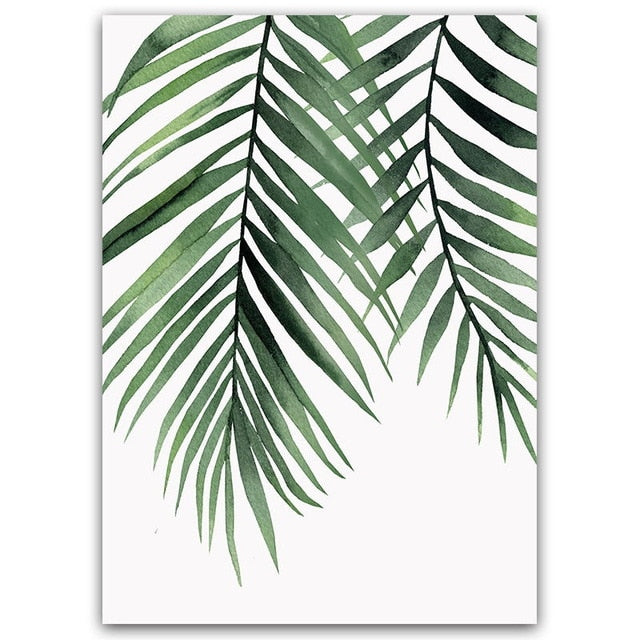 Watercolor Green Leaves Canvas Poster Picture