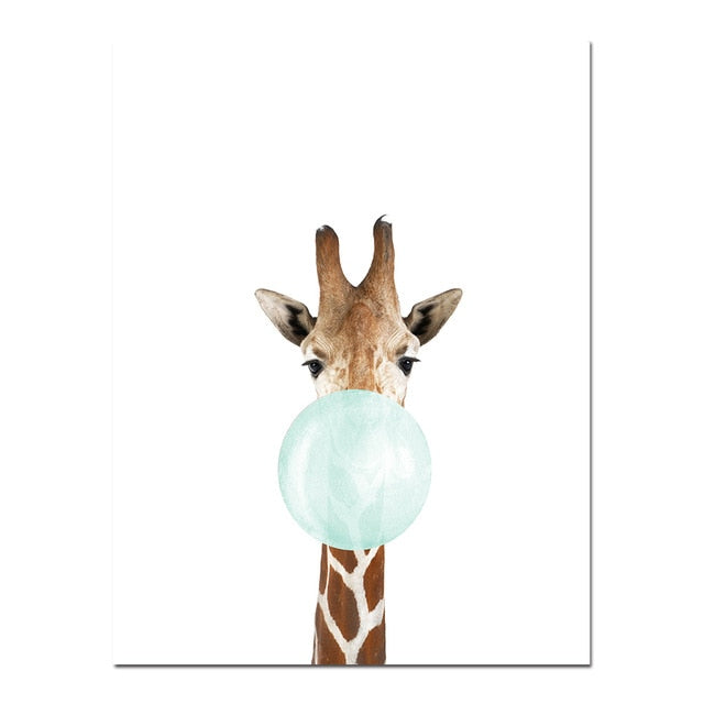 Baby Animal Zebra Girafe Canvas Poster