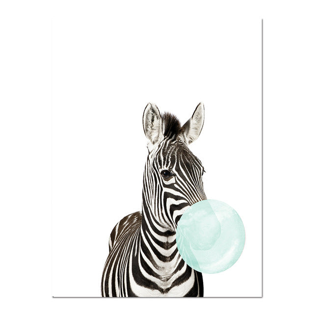 Baby Animal Zebra Girafe Canvas Poster