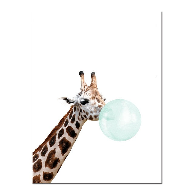 Baby Animal Zebra Girafe Canvas Poster