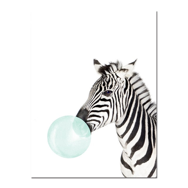 Baby Animal Zebra Girafe Canvas Poster