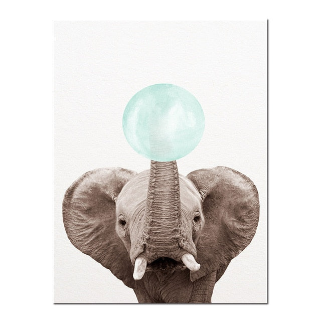 Baby Animal Zebra Girafe Canvas Poster
