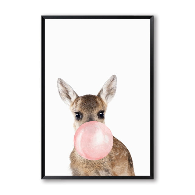 Bubble Chewing Gum Giraffe Zebra Animal Wall Art