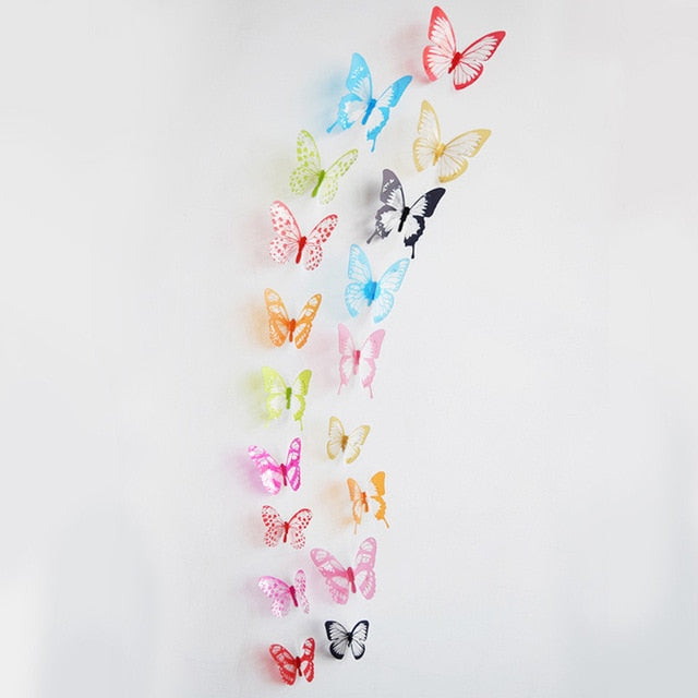 18pcs/lot 3D Effect Crystal Butterflies Wall Sticker