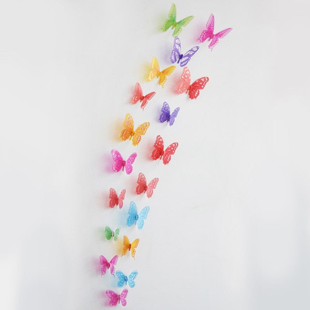18pcs/lot 3D Effect Crystal Butterflies Wall Sticker
