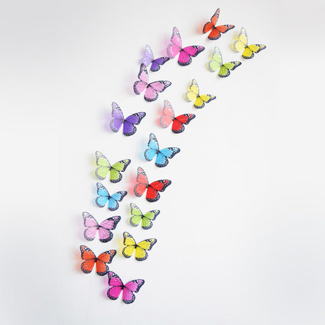 18pcs/lot 3D Effect Crystal Butterflies Wall Sticker