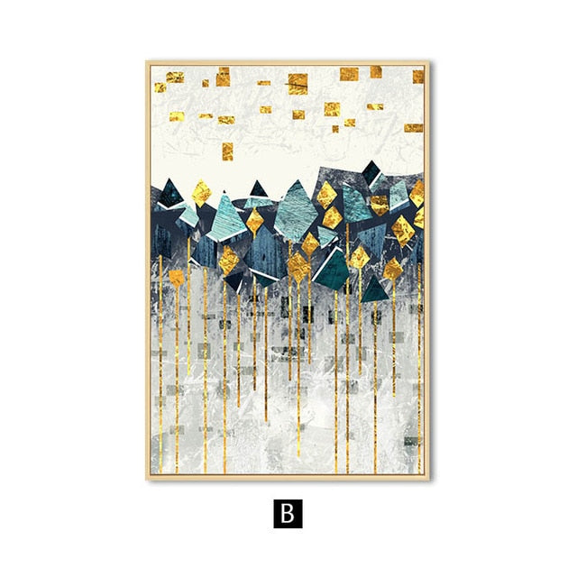 Nordic Abstract Geometric Mountain Landscape Wall Art