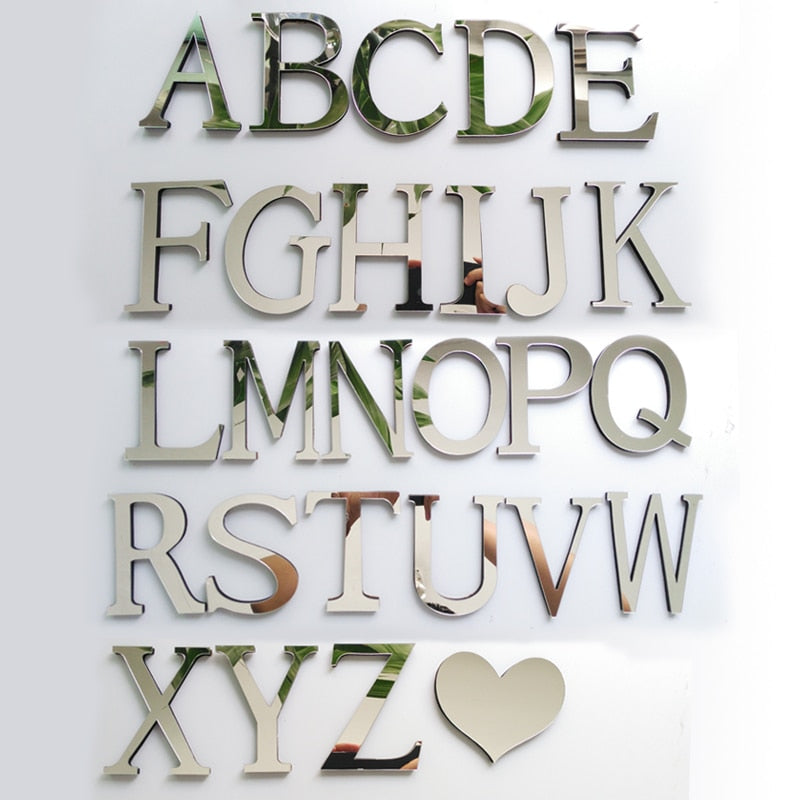 New Acrylic Mirror 3D DIY Alphabets Wall Stickers
