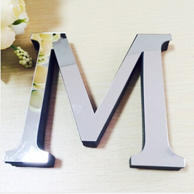 New Acrylic Mirror 3D DIY Alphabets Wall Stickers