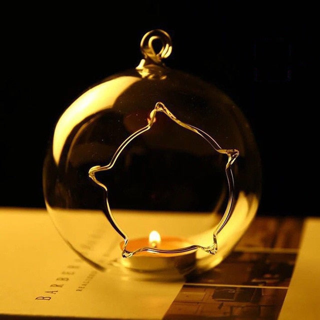 Crystal Glass Hanging Candle Holder