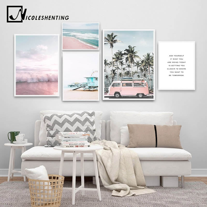 Nordic Style Beach Ocean Landscape Canvas Poster