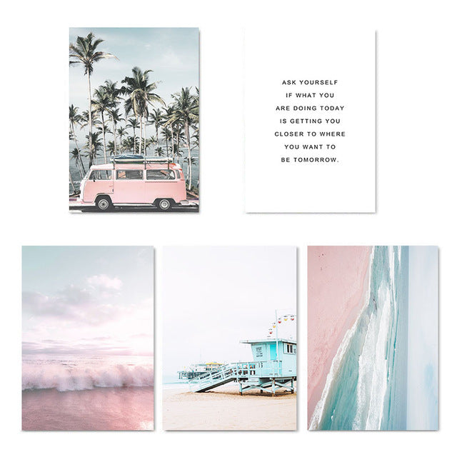 Nordic Style Beach Ocean Landscape Canvas Poster