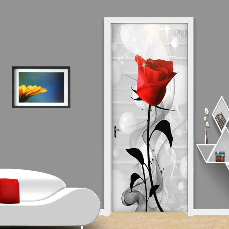 Modern Abstract Smog Red Rose Wall Sticker