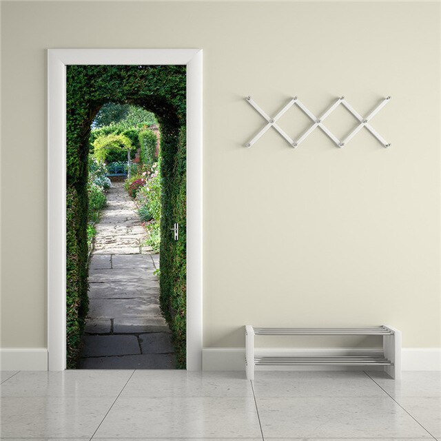 3D Lover In The Colored Woods Oil Painting Door Sticker