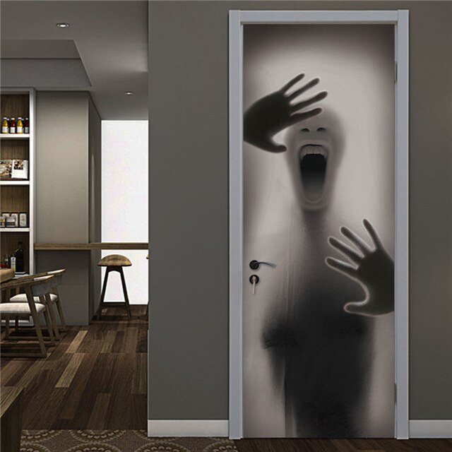 3D Lover In The Colored Woods Oil Painting Door Sticker