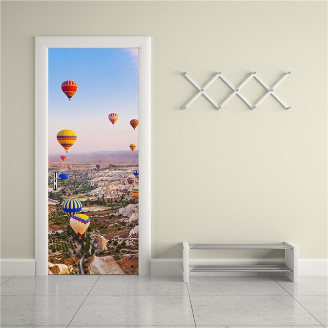 3D Lover In The Colored Woods Oil Painting Door Sticker