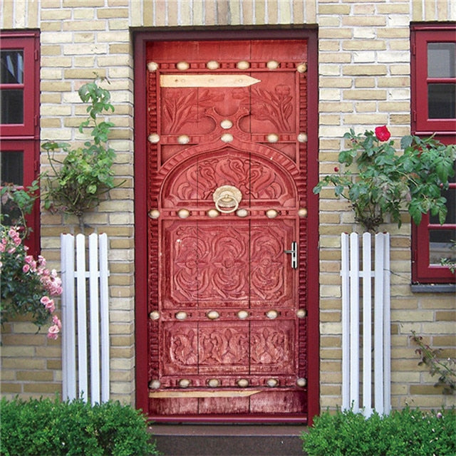 3D Lover In The Colored Woods Oil Painting Door Sticker