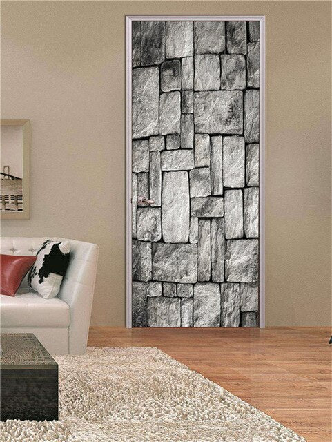 3D Lover In The Colored Woods Oil Painting Door Sticker