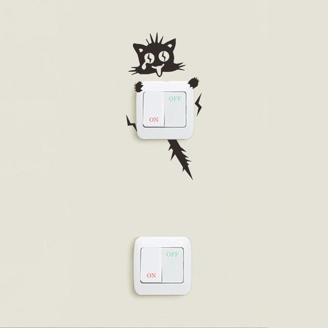 DIY Funny Cute Sleeping Cat Dog Switch Wall Stickers