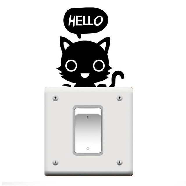 DIY Funny Cute Sleeping Cat Dog Switch Wall Stickers