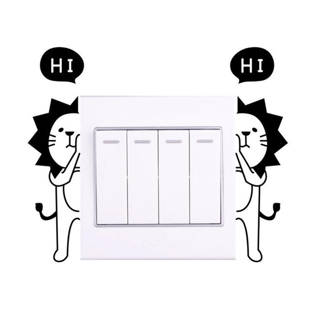 DIY Funny Cute Sleeping Cat Dog Switch Wall Stickers
