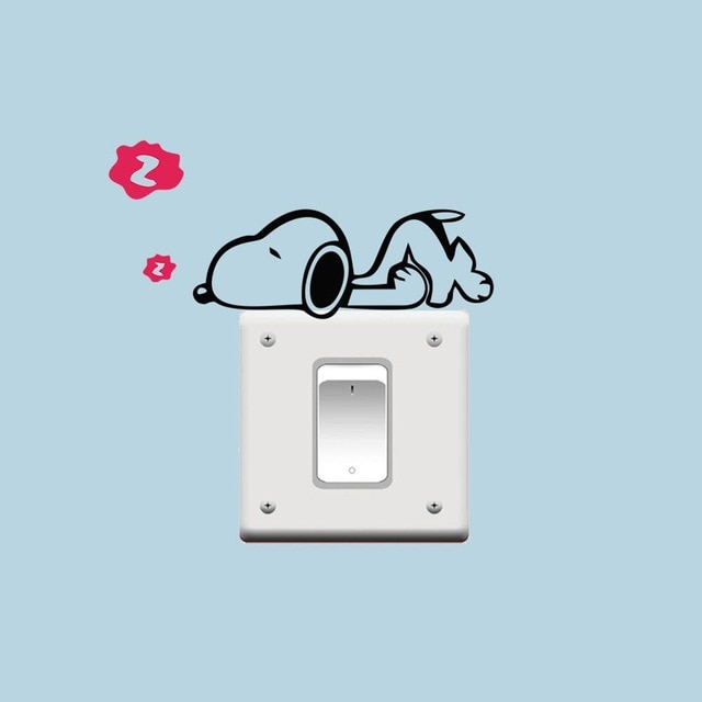 DIY Funny Cute Sleeping Cat Dog Switch Wall Stickers