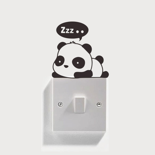 DIY Funny Cute Sleeping Cat Dog Switch Wall Stickers