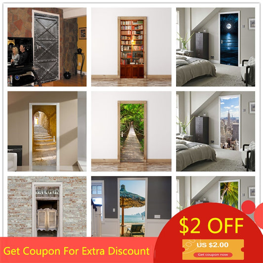 3D Beautiful Landscape Adhesive Door Stickers