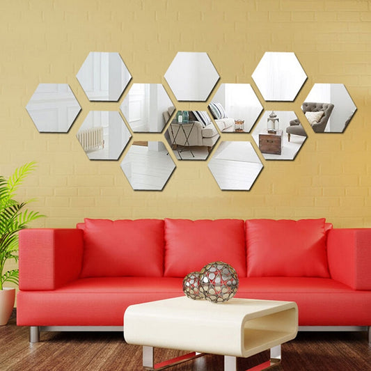 Hexagonal 3D Mirror Wall Stickers Decorative Mirror