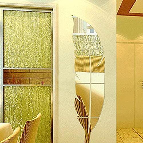 Removable 3D Feather Mirror Wall Stickers Decals
