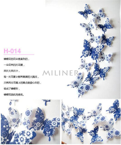 12pcs PVC 3D Cute Butterfly Wall Decor