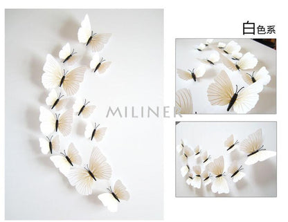 12pcs PVC 3D Cute Butterfly Wall Decor