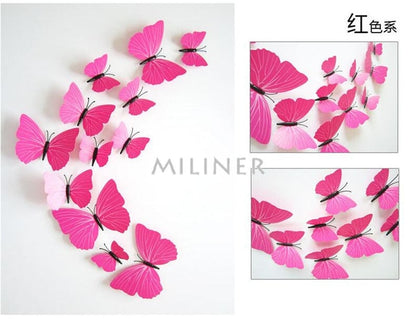 12pcs PVC 3D Cute Butterfly Wall Decor