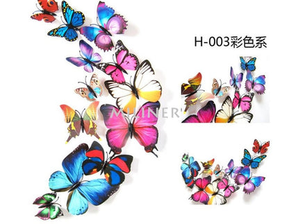 12pcs PVC 3D Cute Butterfly Wall Decor