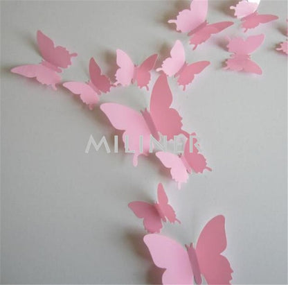 12pcs PVC 3D Cute Butterfly Wall Decor