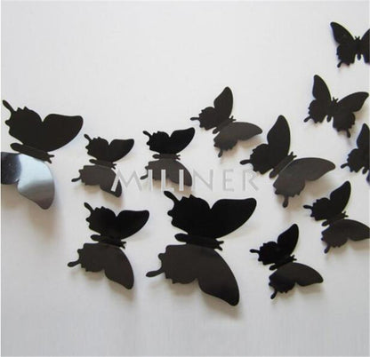12pcs PVC 3D Cute Butterfly Wall Decor