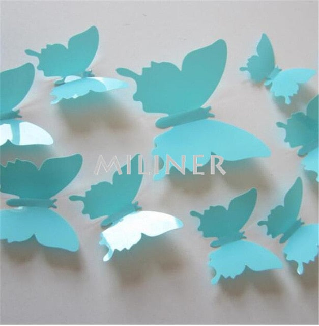 12pcs PVC 3D Cute Butterfly Wall Decor