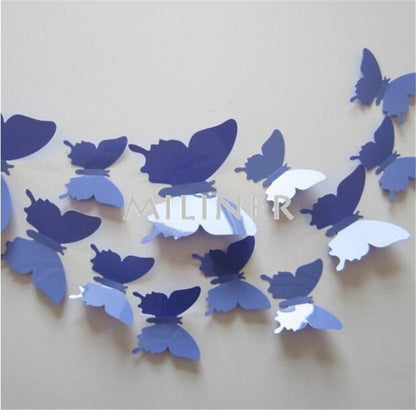 12pcs PVC 3D Cute Butterfly Wall Decor