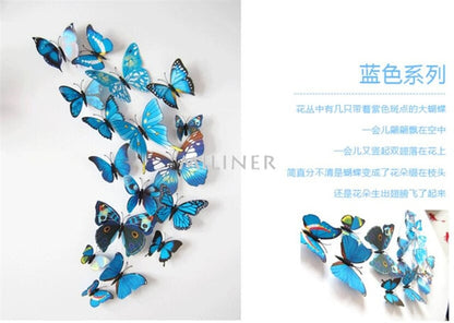 12pcs PVC 3D Cute Butterfly Wall Decor