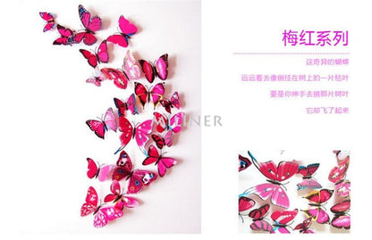 12pcs PVC 3D Cute Butterfly Wall Decor