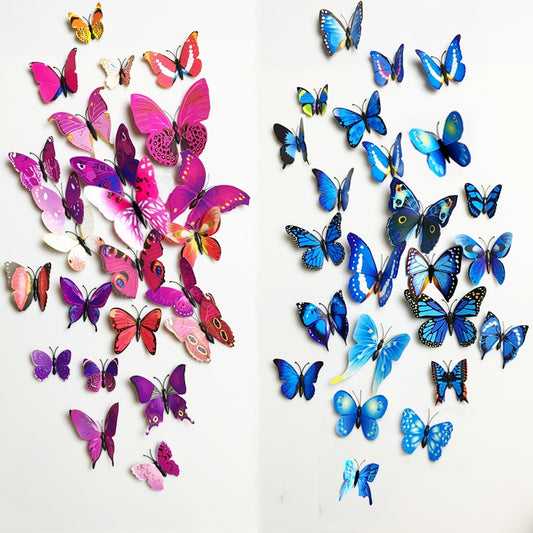 12pcs PVC 3D Cute Butterfly Wall Decor