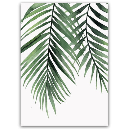 Watercolor Green Leaves Canvas Poster Picture