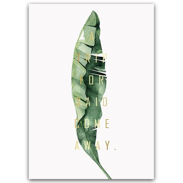 Watercolor Green Leaves Canvas Poster Picture
